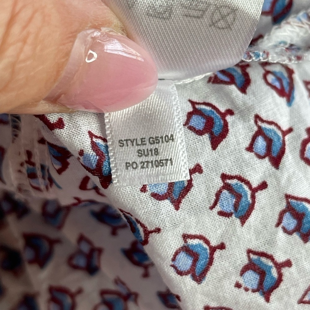 J Crew Floral Paisley Cotton Peasant Top In Bright Periwinkle size 6 - Picture 10 of 16